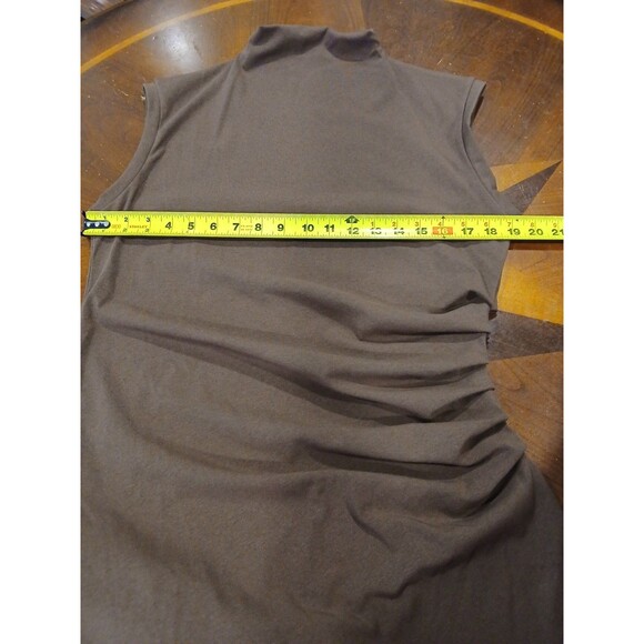 OGL Mockneck Tucks Midi Dress - Hazelnut Coco Sleeveless Brown Ruched Size PXL - Picture 8 of 15